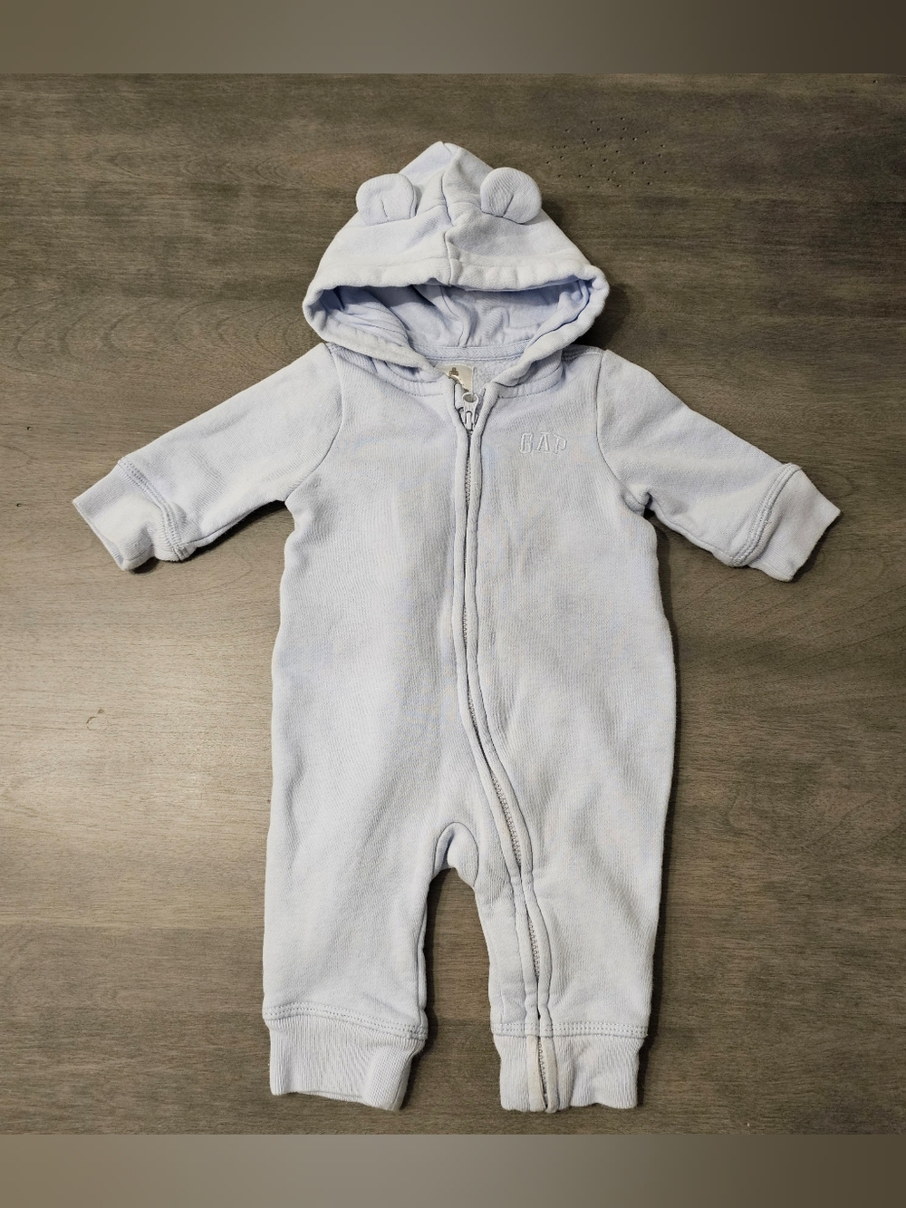 GAP Baby Blue Hooded Onesie 0-3M